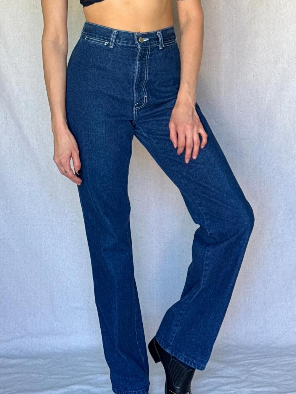 80s Dark Wash High Rise Brittania Jeans - Picture 6 of 16